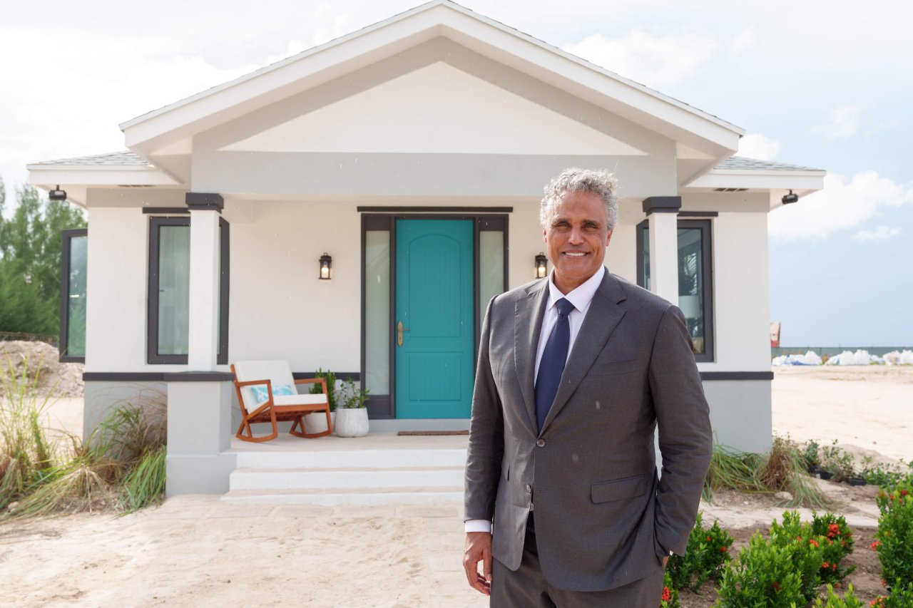 Rick Fox outside Partanna's first developed home.